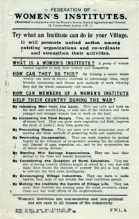 First World War WI Leaflet